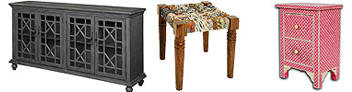 Bone Inlay Furniture - Mango Wood Furniture - Stool