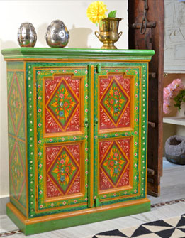 hand painted floral cabinet